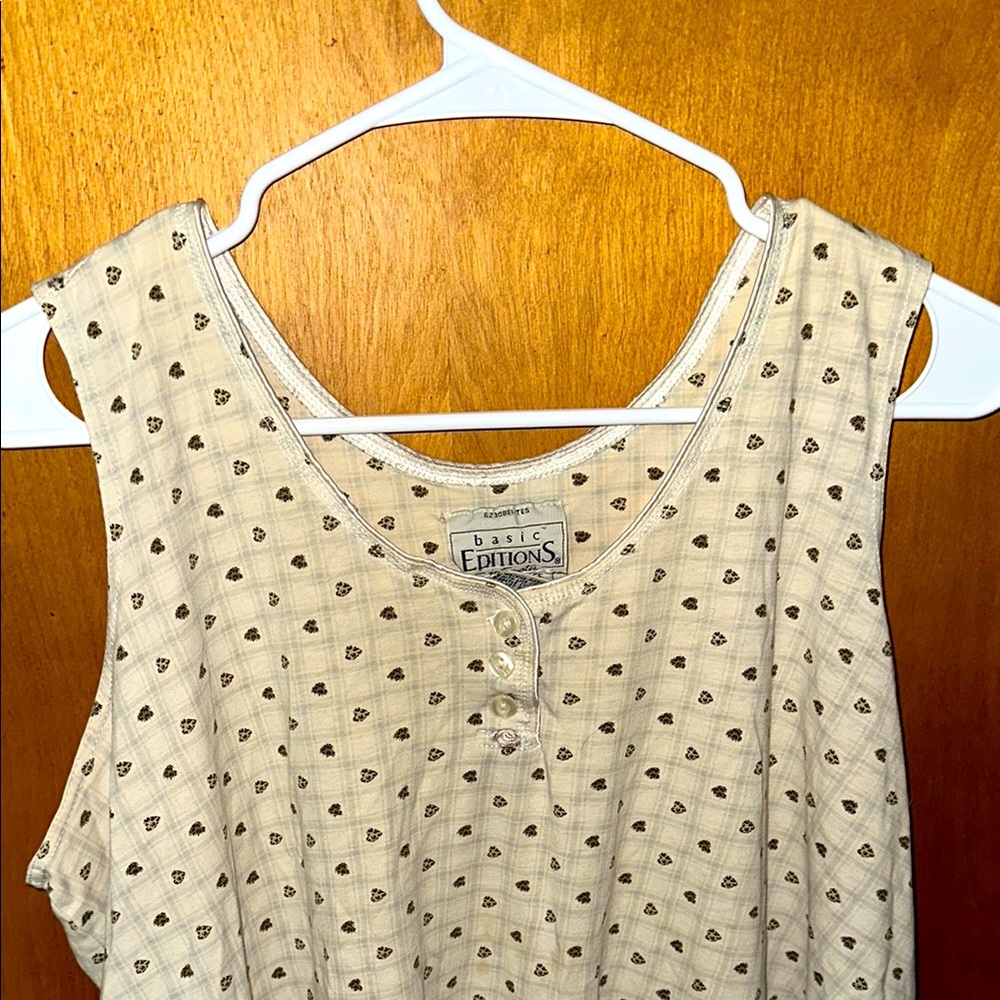 Basic Editions Cream and Brown/Tan Heart Dress